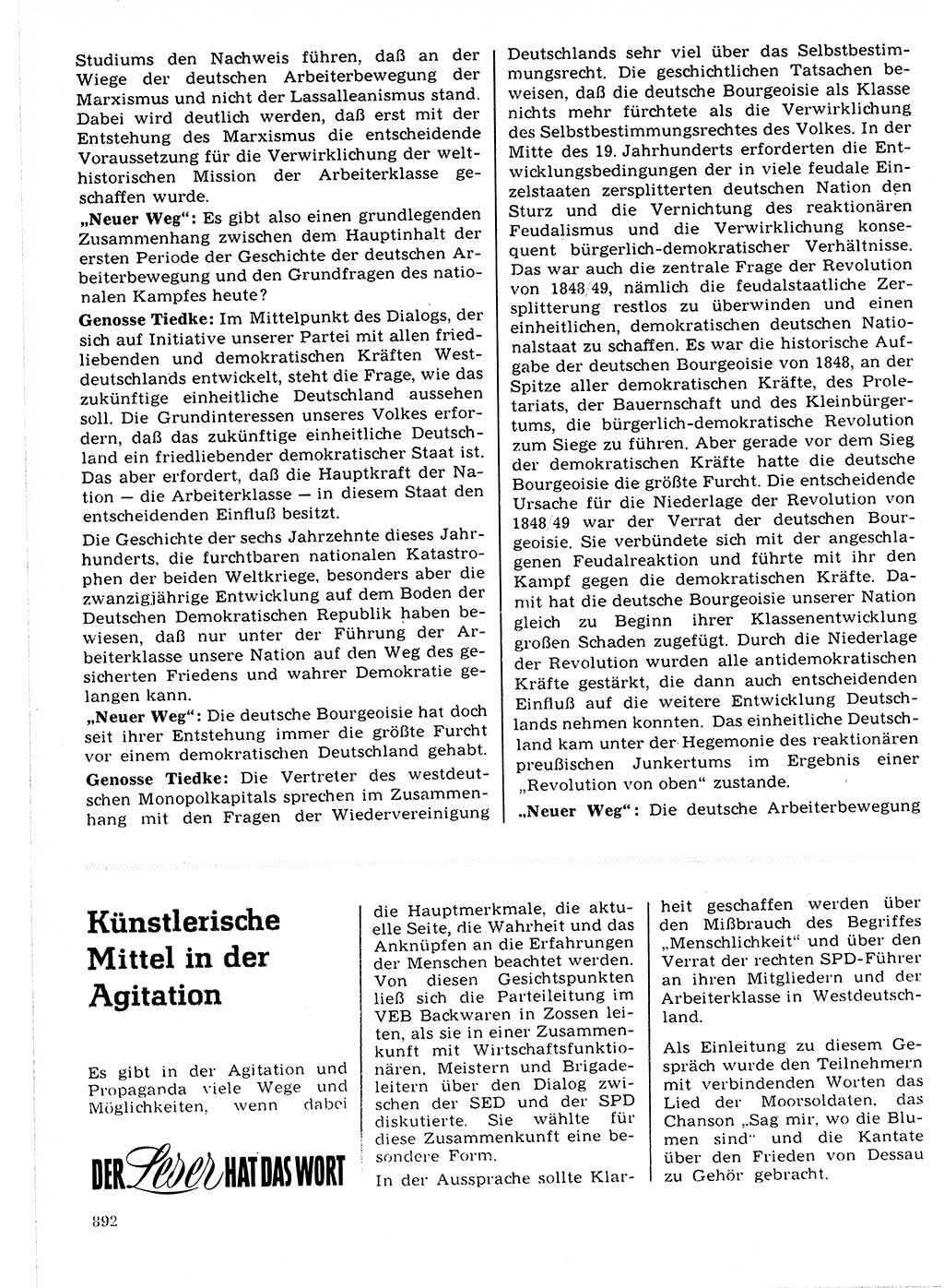 Neuer Weg (NW), Organ des Zentralkomitees (ZK) der SED (Sozialistische Einheitspartei Deutschlands) für Fragen des Parteilebens, 21. Jahrgang [Deutsche Demokratische Republik (DDR)] 1966, Seite 892 (NW ZK SED DDR 1966, S. 892)