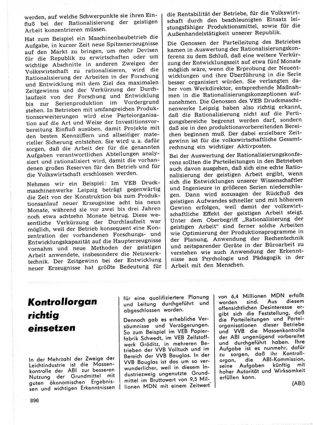 Neuer Weg (NW), Organ des Zentralkomitees (ZK) der SED (Sozialistische Einheitspartei Deutschlands) für Fragen des Parteilebens, 21. Jahrgang [Deutsche Demokratische Republik (DDR)] 1966, Seite 896 (NW ZK SED DDR 1966, S. 896)