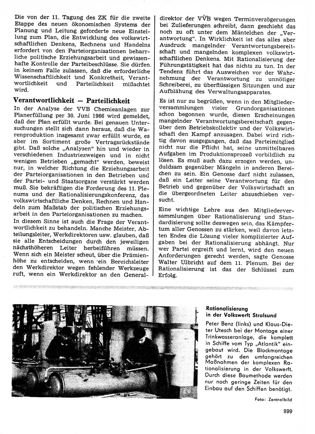 Neuer Weg (NW), Organ des Zentralkomitees (ZK) der SED (Sozialistische Einheitspartei Deutschlands) für Fragen des Parteilebens, 21. Jahrgang [Deutsche Demokratische Republik (DDR)] 1966, Seite 899 (NW ZK SED DDR 1966, S. 899)