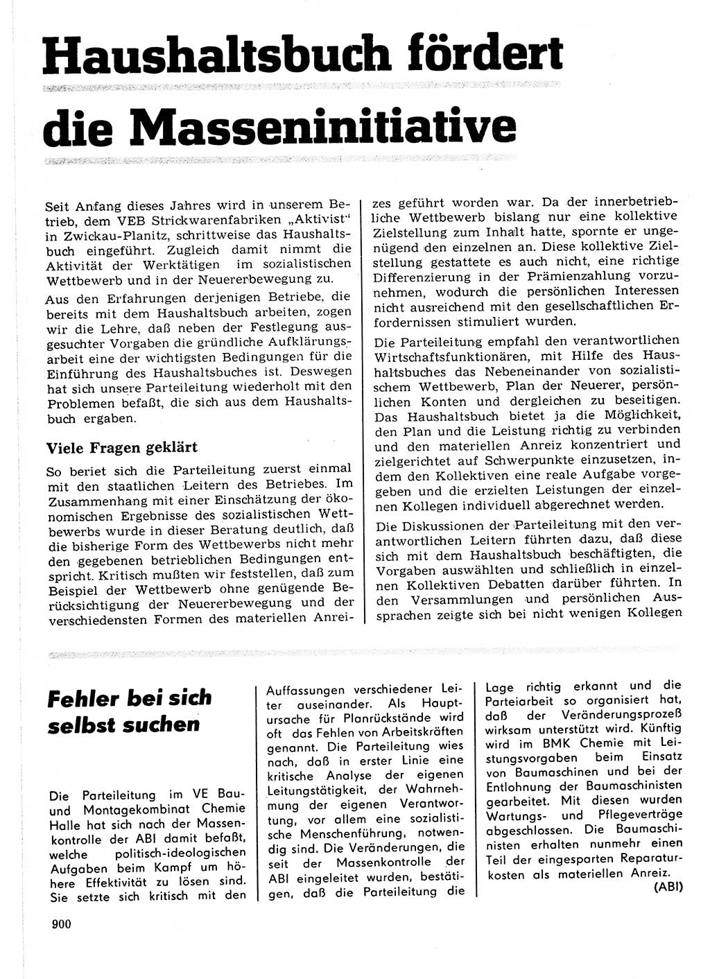 Neuer Weg (NW), Organ des Zentralkomitees (ZK) der SED (Sozialistische Einheitspartei Deutschlands) für Fragen des Parteilebens, 21. Jahrgang [Deutsche Demokratische Republik (DDR)] 1966, Seite 900 (NW ZK SED DDR 1966, S. 900)