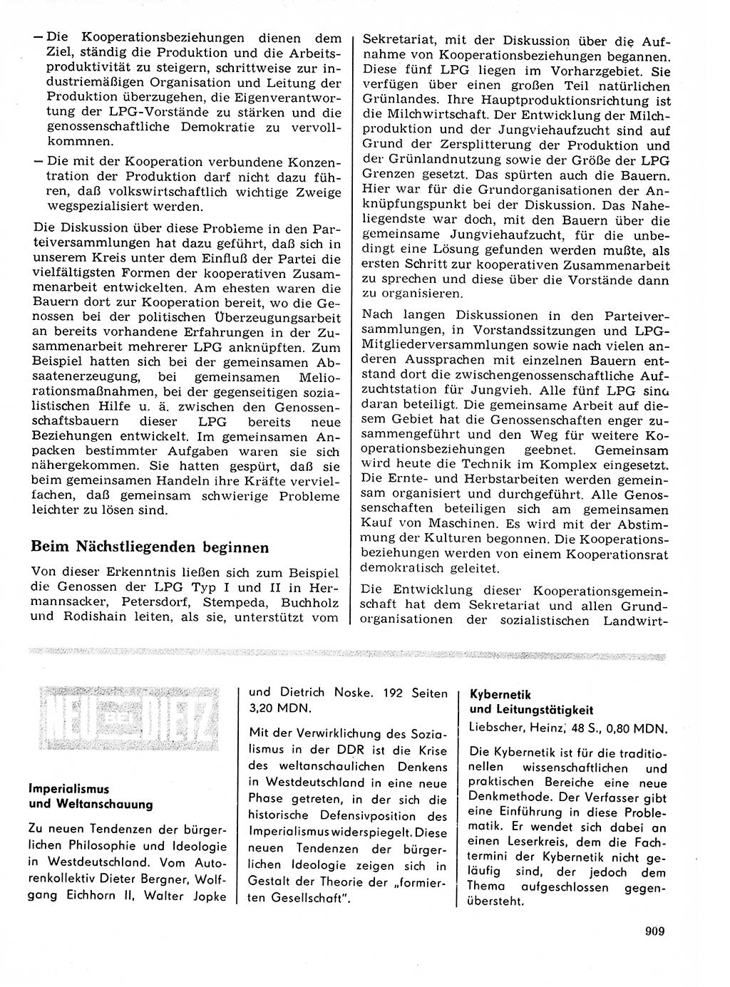 Neuer Weg (NW), Organ des Zentralkomitees (ZK) der SED (Sozialistische Einheitspartei Deutschlands) für Fragen des Parteilebens, 21. Jahrgang [Deutsche Demokratische Republik (DDR)] 1966, Seite 909 (NW ZK SED DDR 1966, S. 909)