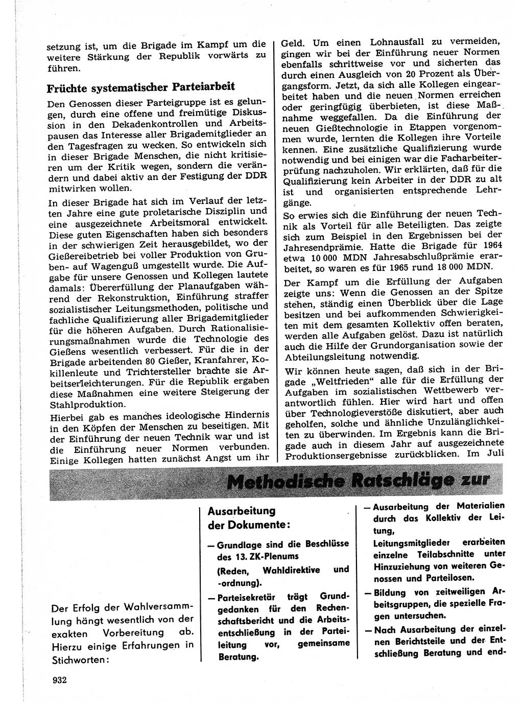 Neuer Weg (NW), Organ des Zentralkomitees (ZK) der SED (Sozialistische Einheitspartei Deutschlands) für Fragen des Parteilebens, 21. Jahrgang [Deutsche Demokratische Republik (DDR)] 1966, Seite 932 (NW ZK SED DDR 1966, S. 932)