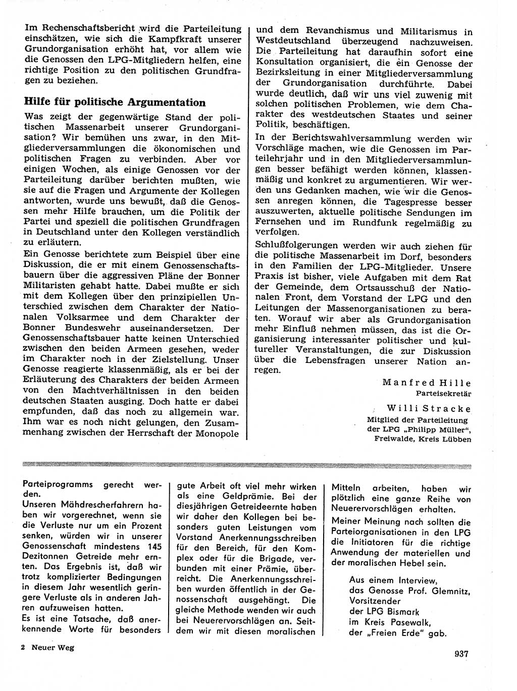 Neuer Weg (NW), Organ des Zentralkomitees (ZK) der SED (Sozialistische Einheitspartei Deutschlands) für Fragen des Parteilebens, 21. Jahrgang [Deutsche Demokratische Republik (DDR)] 1966, Seite 937 (NW ZK SED DDR 1966, S. 937)