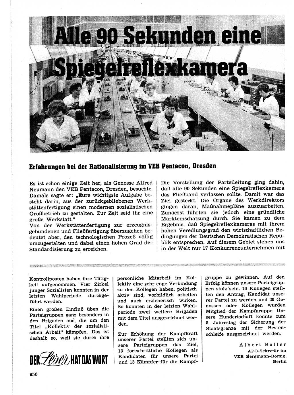 Neuer Weg (NW), Organ des Zentralkomitees (ZK) der SED (Sozialistische Einheitspartei Deutschlands) für Fragen des Parteilebens, 21. Jahrgang [Deutsche Demokratische Republik (DDR)] 1966, Seite 950 (NW ZK SED DDR 1966, S. 950)