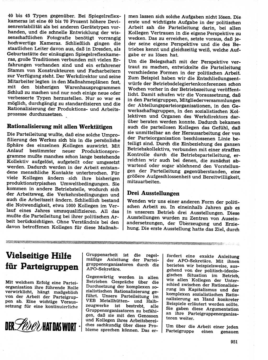 Neuer Weg (NW), Organ des Zentralkomitees (ZK) der SED (Sozialistische Einheitspartei Deutschlands) für Fragen des Parteilebens, 21. Jahrgang [Deutsche Demokratische Republik (DDR)] 1966, Seite 951 (NW ZK SED DDR 1966, S. 951)