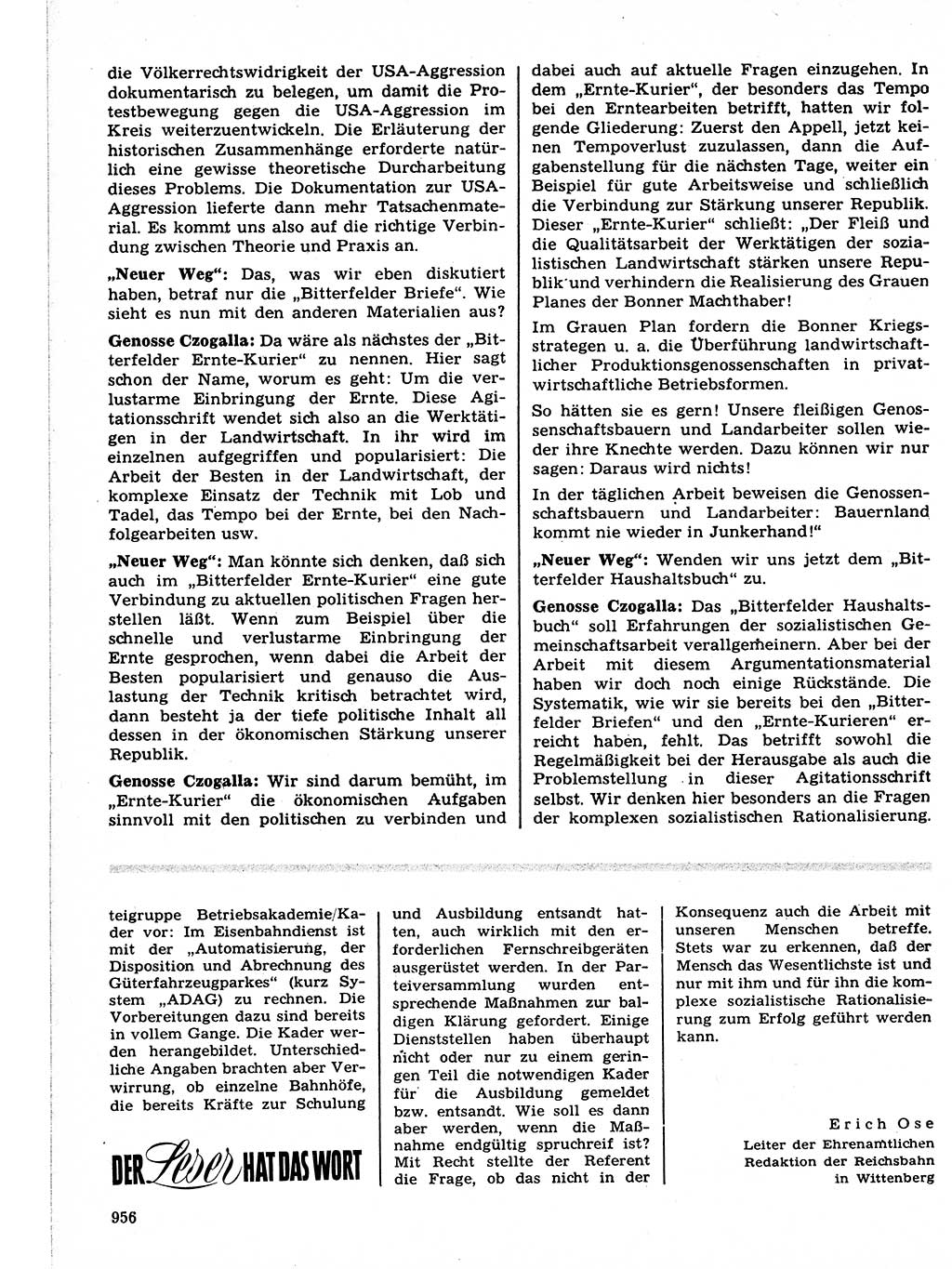 Neuer Weg (NW), Organ des Zentralkomitees (ZK) der SED (Sozialistische Einheitspartei Deutschlands) für Fragen des Parteilebens, 21. Jahrgang [Deutsche Demokratische Republik (DDR)] 1966, Seite 956 (NW ZK SED DDR 1966, S. 956)