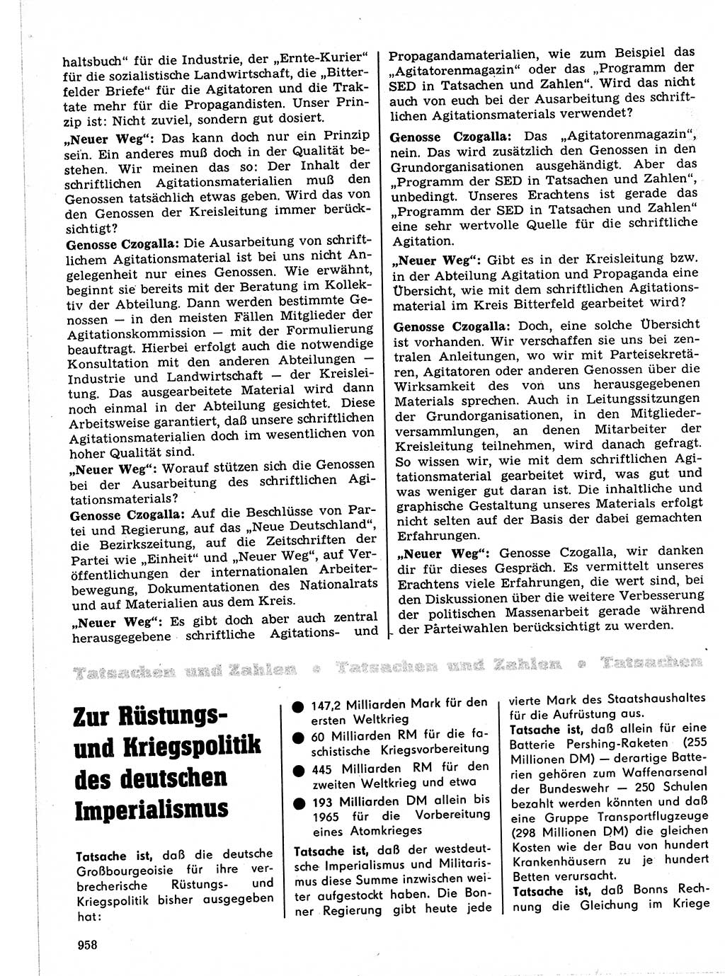 Neuer Weg (NW), Organ des Zentralkomitees (ZK) der SED (Sozialistische Einheitspartei Deutschlands) für Fragen des Parteilebens, 21. Jahrgang [Deutsche Demokratische Republik (DDR)] 1966, Seite 958 (NW ZK SED DDR 1966, S. 958)