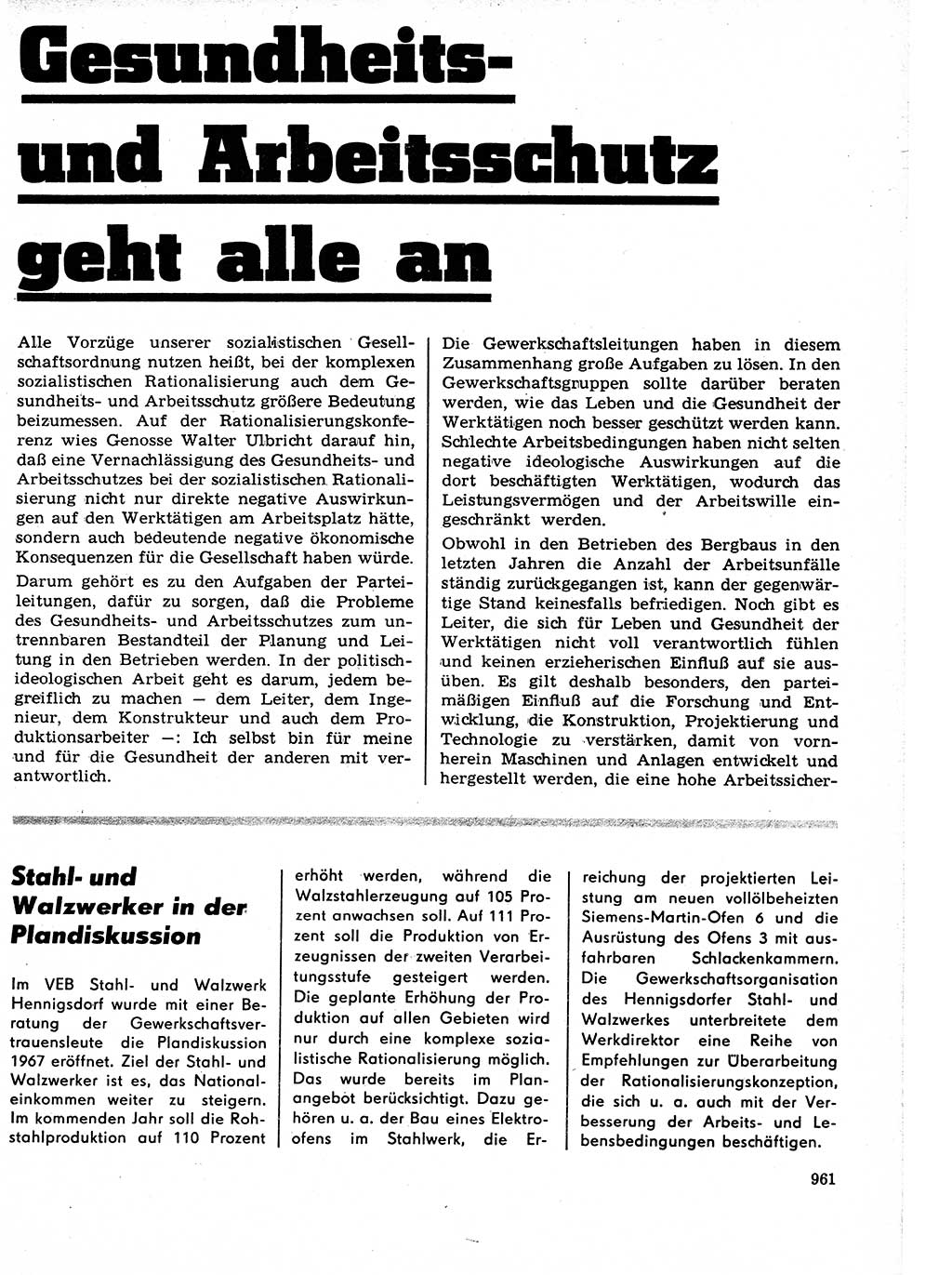 Neuer Weg (NW), Organ des Zentralkomitees (ZK) der SED (Sozialistische Einheitspartei Deutschlands) für Fragen des Parteilebens, 21. Jahrgang [Deutsche Demokratische Republik (DDR)] 1966, Seite 961 (NW ZK SED DDR 1966, S. 961)