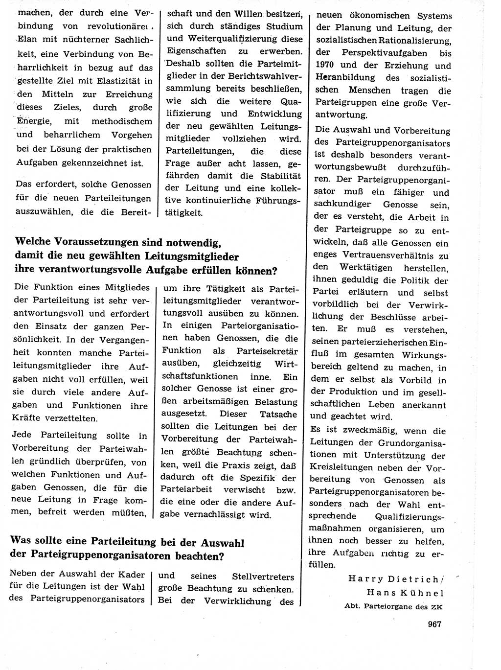 Neuer Weg (NW), Organ des Zentralkomitees (ZK) der SED (Sozialistische Einheitspartei Deutschlands) für Fragen des Parteilebens, 21. Jahrgang [Deutsche Demokratische Republik (DDR)] 1966, Seite 967 (NW ZK SED DDR 1966, S. 967)