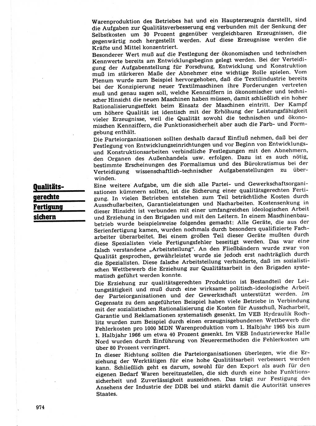 Neuer Weg (NW), Organ des Zentralkomitees (ZK) der SED (Sozialistische Einheitspartei Deutschlands) für Fragen des Parteilebens, 21. Jahrgang [Deutsche Demokratische Republik (DDR)] 1966, Seite 974 (NW ZK SED DDR 1966, S. 974)