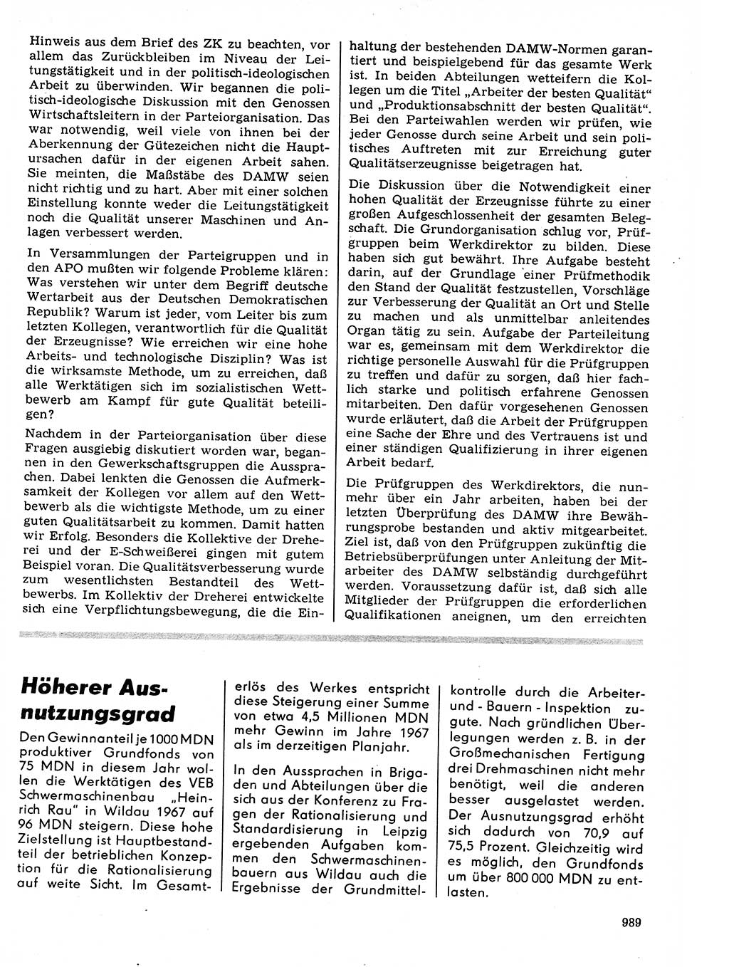 Neuer Weg (NW), Organ des Zentralkomitees (ZK) der SED (Sozialistische Einheitspartei Deutschlands) für Fragen des Parteilebens, 21. Jahrgang [Deutsche Demokratische Republik (DDR)] 1966, Seite 989 (NW ZK SED DDR 1966, S. 989)