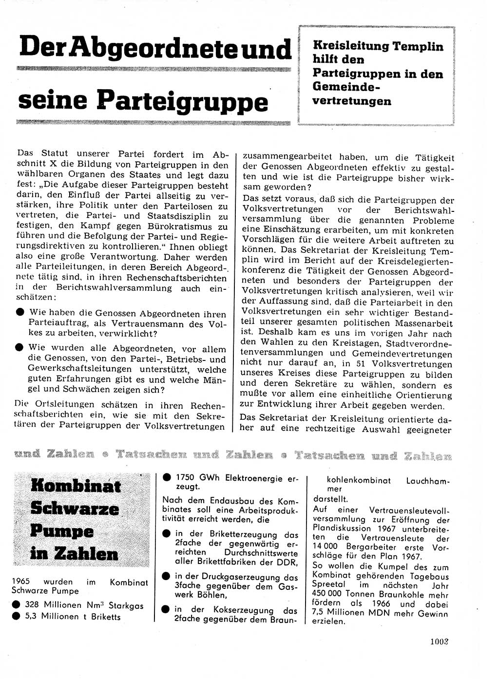 Neuer Weg (NW), Organ des Zentralkomitees (ZK) der SED (Sozialistische Einheitspartei Deutschlands) für Fragen des Parteilebens, 21. Jahrgang [Deutsche Demokratische Republik (DDR)] 1966, Seite 1003 (NW ZK SED DDR 1966, S. 1003)