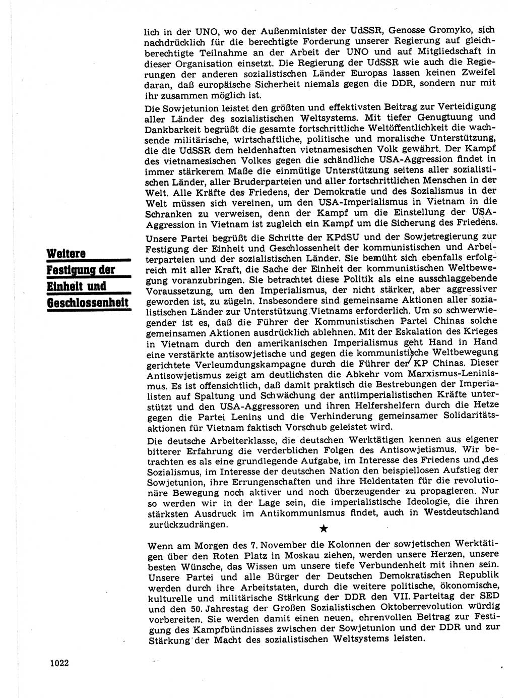 Neuer Weg (NW), Organ des Zentralkomitees (ZK) der SED (Sozialistische Einheitspartei Deutschlands) für Fragen des Parteilebens, 21. Jahrgang [Deutsche Demokratische Republik (DDR)] 1966, Seite 1022 (NW ZK SED DDR 1966, S. 1022)