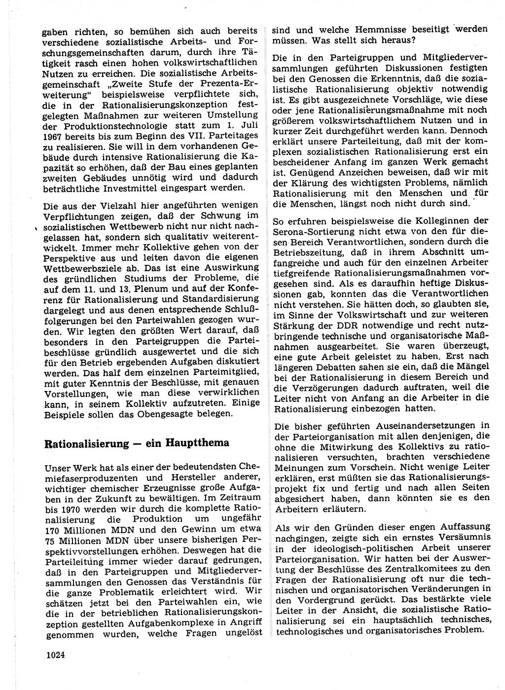 Neuer Weg (NW), Organ des Zentralkomitees (ZK) der SED (Sozialistische Einheitspartei Deutschlands) für Fragen des Parteilebens, 21. Jahrgang [Deutsche Demokratische Republik (DDR)] 1966, Seite 1024 (NW ZK SED DDR 1966, S. 1024)
