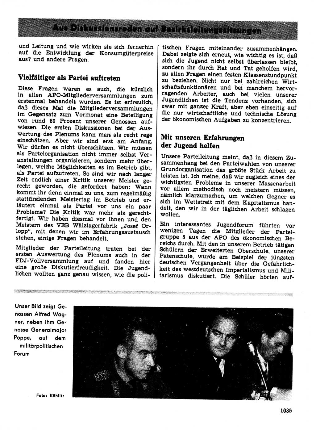 Neuer Weg (NW), Organ des Zentralkomitees (ZK) der SED (Sozialistische Einheitspartei Deutschlands) für Fragen des Parteilebens, 21. Jahrgang [Deutsche Demokratische Republik (DDR)] 1966, Seite 1035 (NW ZK SED DDR 1966, S. 1035)