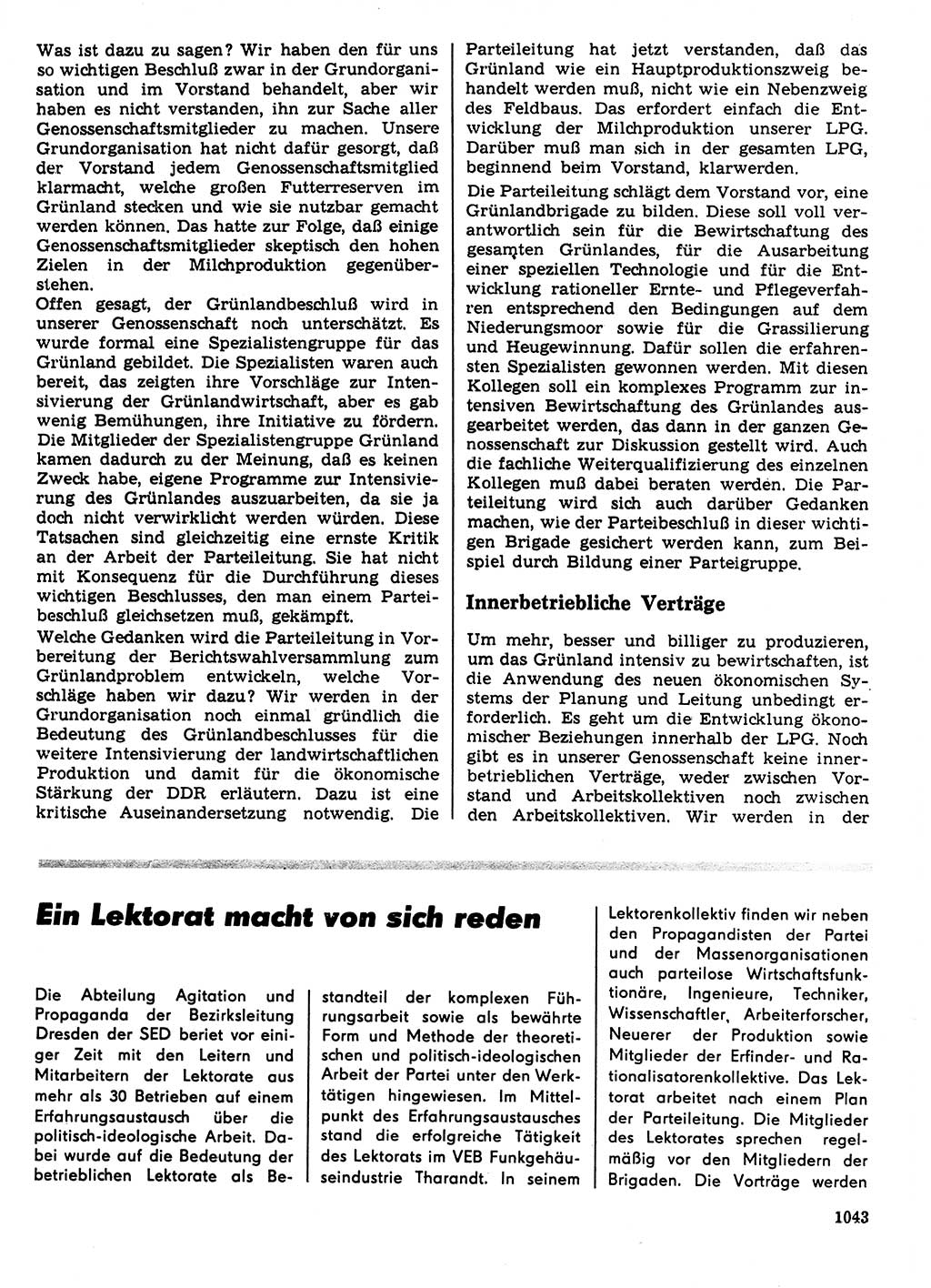 Neuer Weg (NW), Organ des Zentralkomitees (ZK) der SED (Sozialistische Einheitspartei Deutschlands) für Fragen des Parteilebens, 21. Jahrgang [Deutsche Demokratische Republik (DDR)] 1966, Seite 1043 (NW ZK SED DDR 1966, S. 1043)