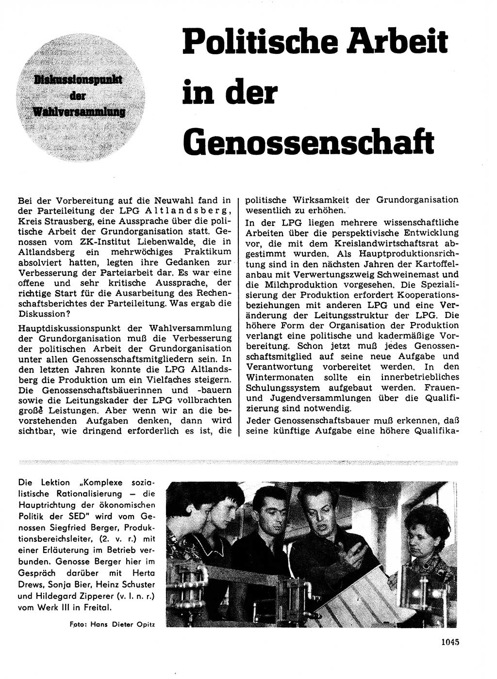 Neuer Weg (NW), Organ des Zentralkomitees (ZK) der SED (Sozialistische Einheitspartei Deutschlands) für Fragen des Parteilebens, 21. Jahrgang [Deutsche Demokratische Republik (DDR)] 1966, Seite 1045 (NW ZK SED DDR 1966, S. 1045)