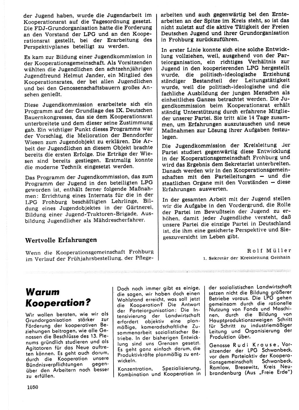 Neuer Weg (NW), Organ des Zentralkomitees (ZK) der SED (Sozialistische Einheitspartei Deutschlands) für Fragen des Parteilebens, 21. Jahrgang [Deutsche Demokratische Republik (DDR)] 1966, Seite 1050 (NW ZK SED DDR 1966, S. 1050)