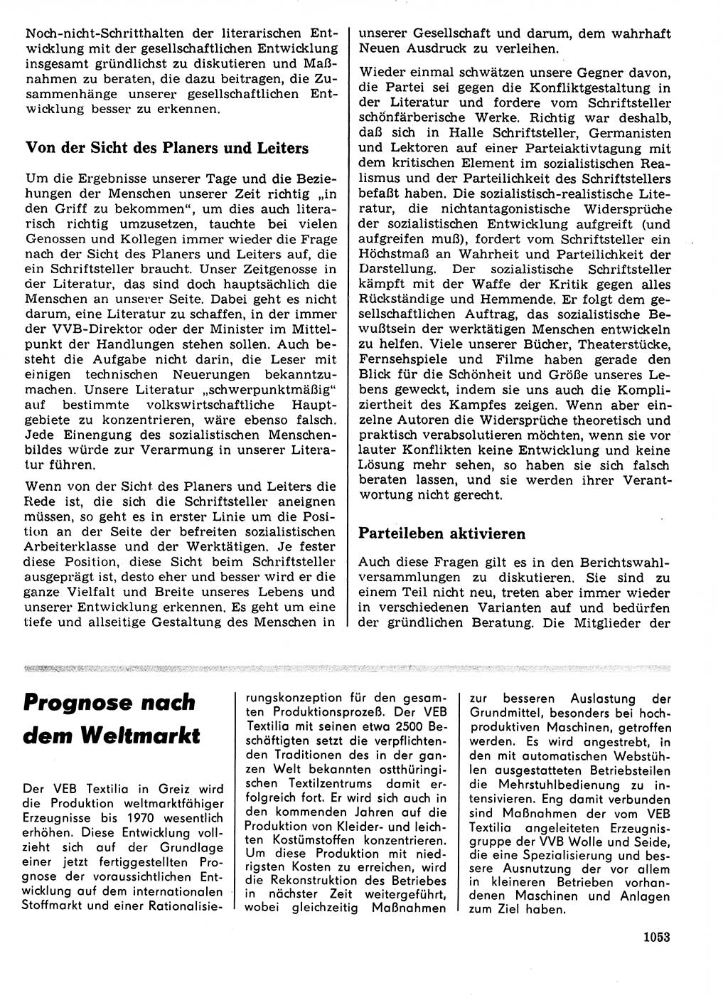 Neuer Weg (NW), Organ des Zentralkomitees (ZK) der SED (Sozialistische Einheitspartei Deutschlands) für Fragen des Parteilebens, 21. Jahrgang [Deutsche Demokratische Republik (DDR)] 1966, Seite 1053 (NW ZK SED DDR 1966, S. 1053)