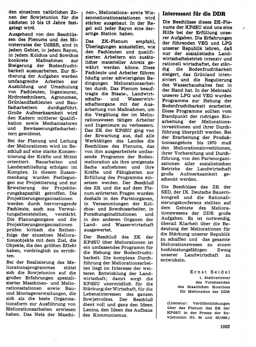 Neuer Weg (NW), Organ des Zentralkomitees (ZK) der SED (Sozialistische Einheitspartei Deutschlands) für Fragen des Parteilebens, 21. Jahrgang [Deutsche Demokratische Republik (DDR)] 1966, Seite 1063 (NW ZK SED DDR 1966, S. 1063)