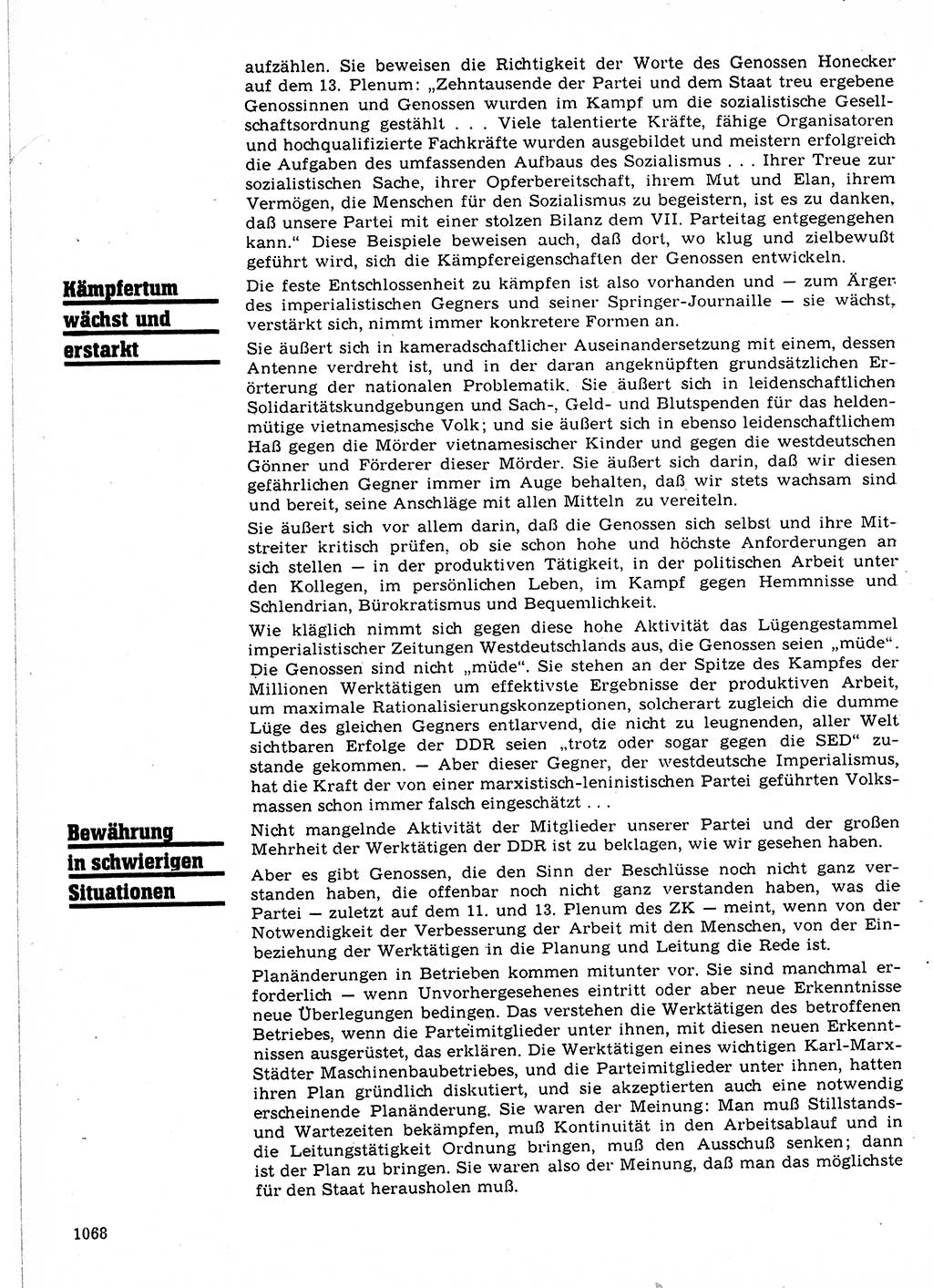 Neuer Weg (NW), Organ des Zentralkomitees (ZK) der SED (Sozialistische Einheitspartei Deutschlands) für Fragen des Parteilebens, 21. Jahrgang [Deutsche Demokratische Republik (DDR)] 1966, Seite 1068 (NW ZK SED DDR 1966, S. 1068)