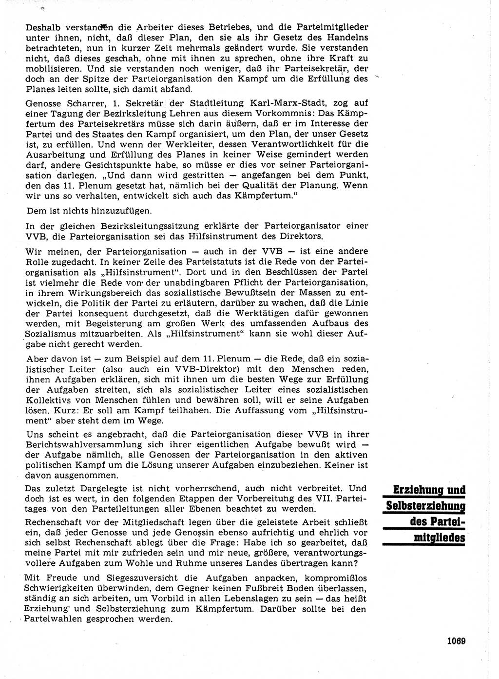Neuer Weg (NW), Organ des Zentralkomitees (ZK) der SED (Sozialistische Einheitspartei Deutschlands) für Fragen des Parteilebens, 21. Jahrgang [Deutsche Demokratische Republik (DDR)] 1966, Seite 1069 (NW ZK SED DDR 1966, S. 1069)
