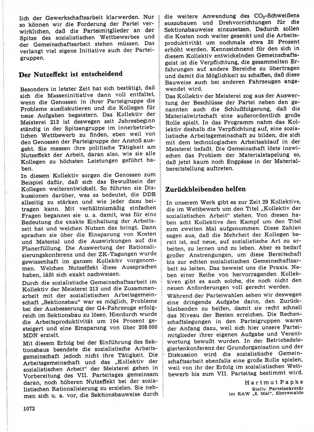 Neuer Weg (NW), Organ des Zentralkomitees (ZK) der SED (Sozialistische Einheitspartei Deutschlands) für Fragen des Parteilebens, 21. Jahrgang [Deutsche Demokratische Republik (DDR)] 1966, Seite 1072 (NW ZK SED DDR 1966, S. 1072)
