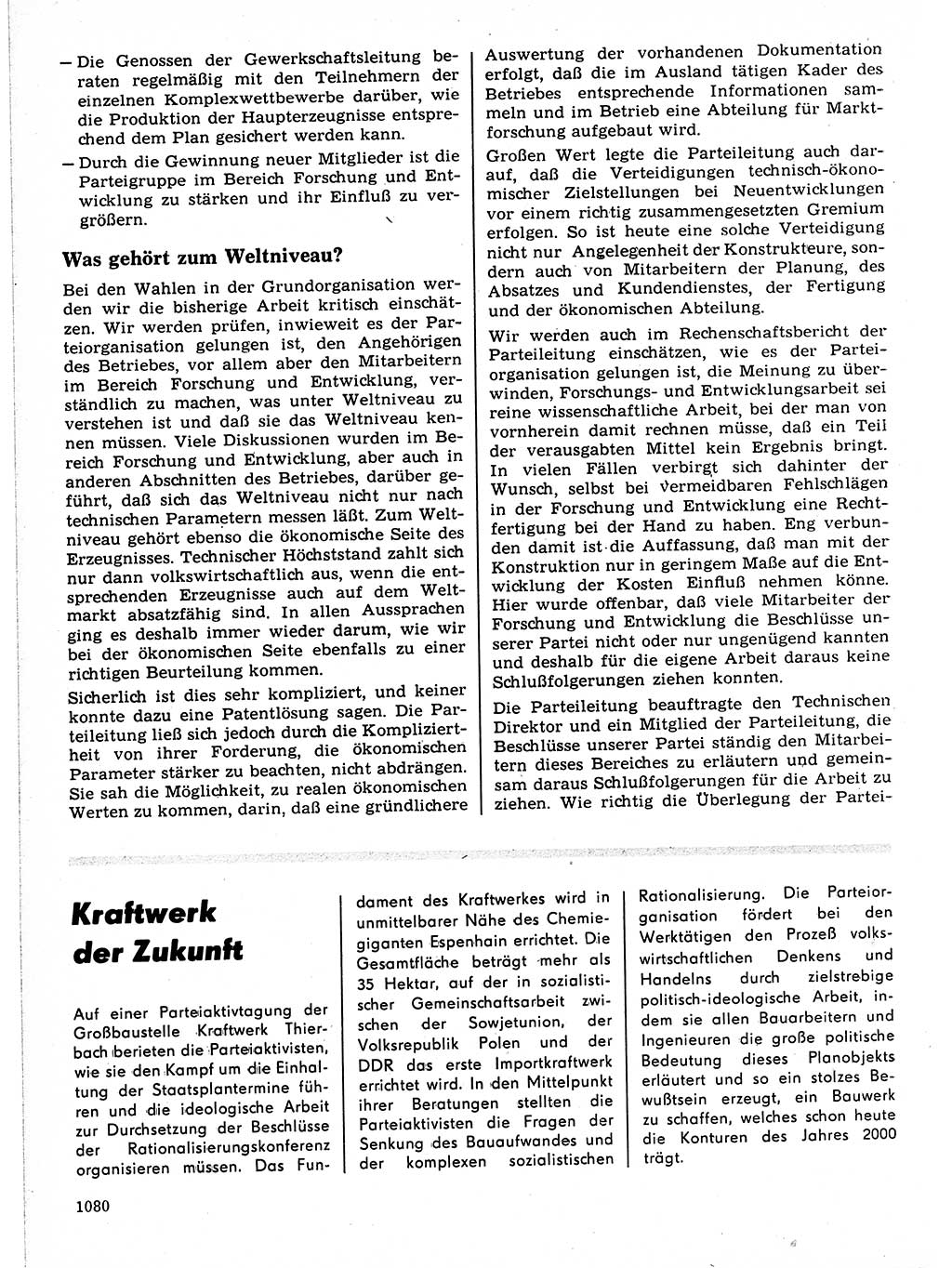 Neuer Weg (NW), Organ des Zentralkomitees (ZK) der SED (Sozialistische Einheitspartei Deutschlands) für Fragen des Parteilebens, 21. Jahrgang [Deutsche Demokratische Republik (DDR)] 1966, Seite 1080 (NW ZK SED DDR 1966, S. 1080)