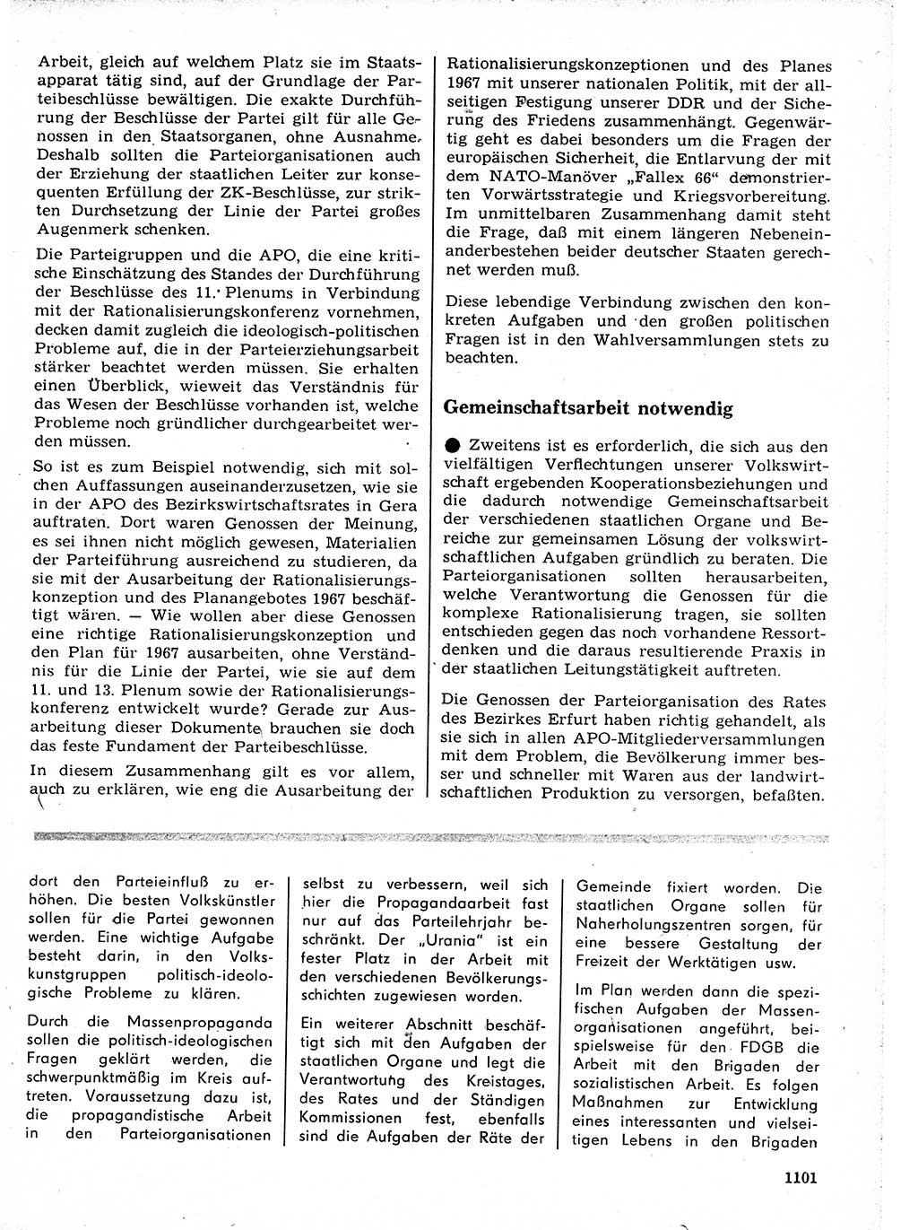 Neuer Weg (NW), Organ des Zentralkomitees (ZK) der SED (Sozialistische Einheitspartei Deutschlands) für Fragen des Parteilebens, 21. Jahrgang [Deutsche Demokratische Republik (DDR)] 1966, Seite 1101 (NW ZK SED DDR 1966, S. 1101)