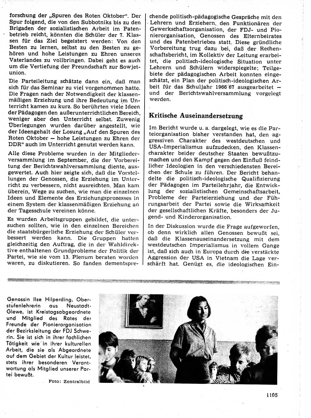 Neuer Weg (NW), Organ des Zentralkomitees (ZK) der SED (Sozialistische Einheitspartei Deutschlands) für Fragen des Parteilebens, 21. Jahrgang [Deutsche Demokratische Republik (DDR)] 1966, Seite 1105 (NW ZK SED DDR 1966, S. 1105)