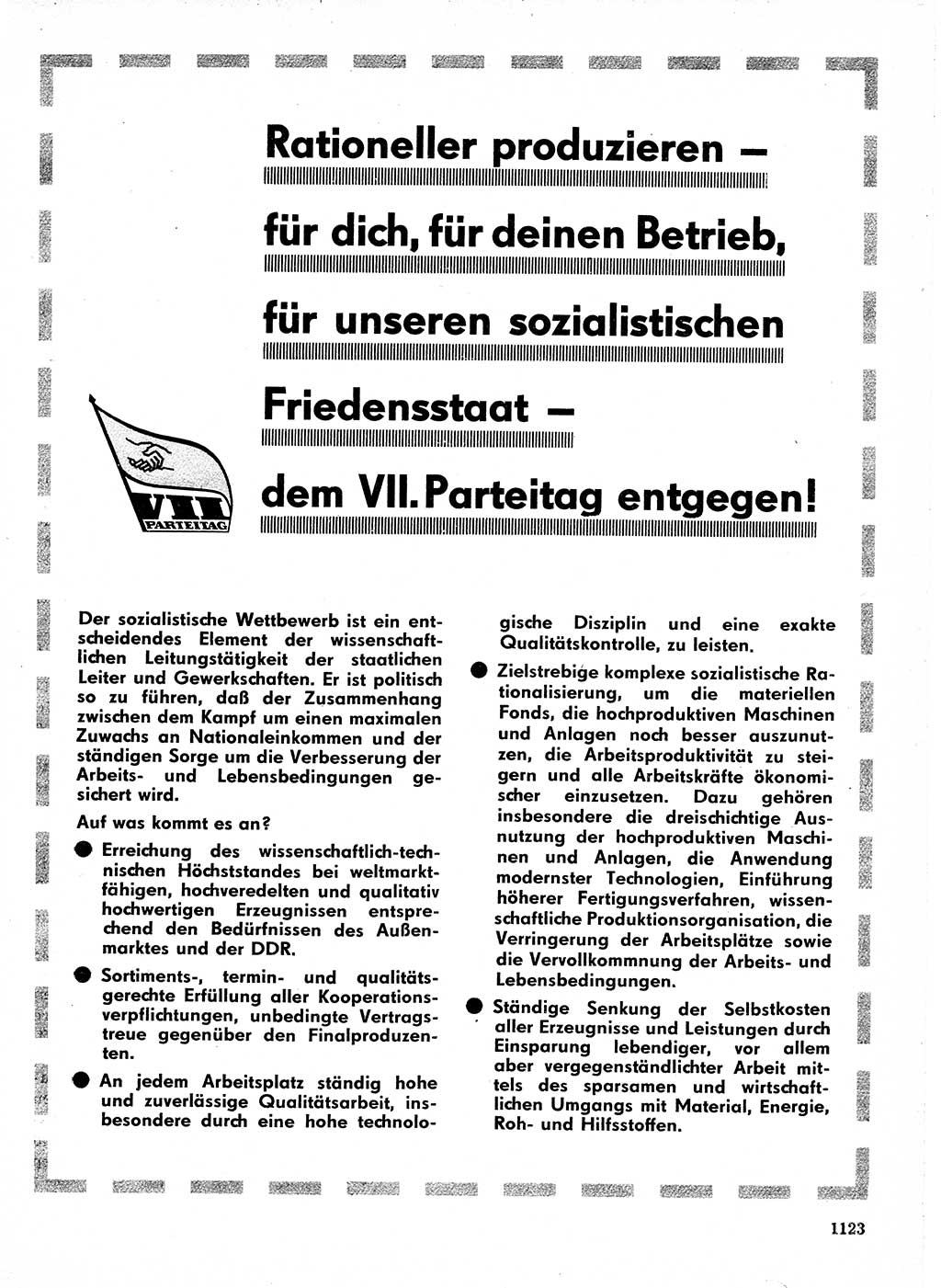 Neuer Weg (NW), Organ des Zentralkomitees (ZK) der SED (Sozialistische Einheitspartei Deutschlands) für Fragen des Parteilebens, 21. Jahrgang [Deutsche Demokratische Republik (DDR)] 1966, Seite 1123 (NW ZK SED DDR 1966, S. 1123)