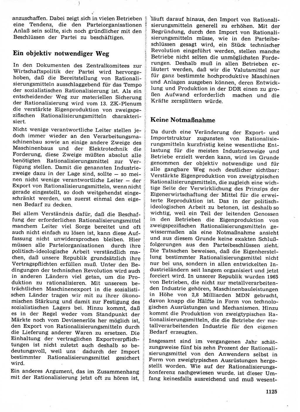 Neuer Weg (NW), Organ des Zentralkomitees (ZK) der SED (Sozialistische Einheitspartei Deutschlands) für Fragen des Parteilebens, 21. Jahrgang [Deutsche Demokratische Republik (DDR)] 1966, Seite 1125 (NW ZK SED DDR 1966, S. 1125)