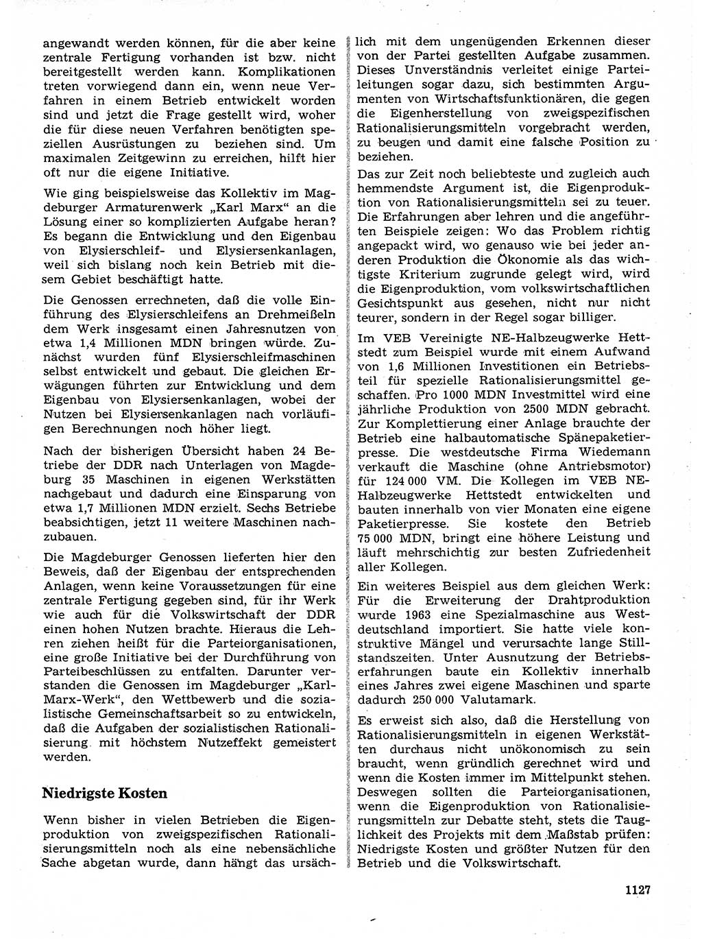 Neuer Weg (NW), Organ des Zentralkomitees (ZK) der SED (Sozialistische Einheitspartei Deutschlands) für Fragen des Parteilebens, 21. Jahrgang [Deutsche Demokratische Republik (DDR)] 1966, Seite 1127 (NW ZK SED DDR 1966, S. 1127)