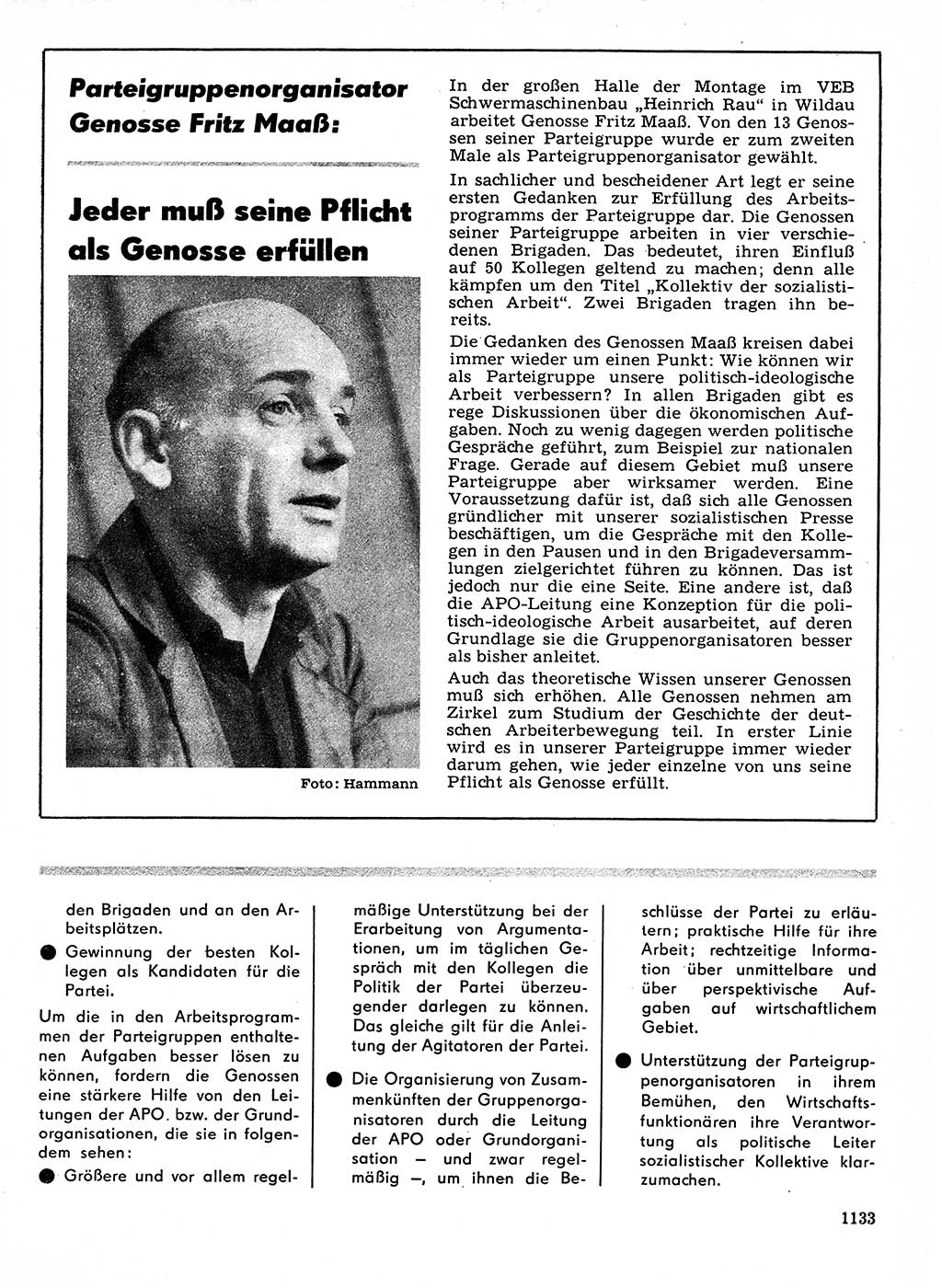 Neuer Weg (NW), Organ des Zentralkomitees (ZK) der SED (Sozialistische Einheitspartei Deutschlands) für Fragen des Parteilebens, 21. Jahrgang [Deutsche Demokratische Republik (DDR)] 1966, Seite 1133 (NW ZK SED DDR 1966, S. 1133)