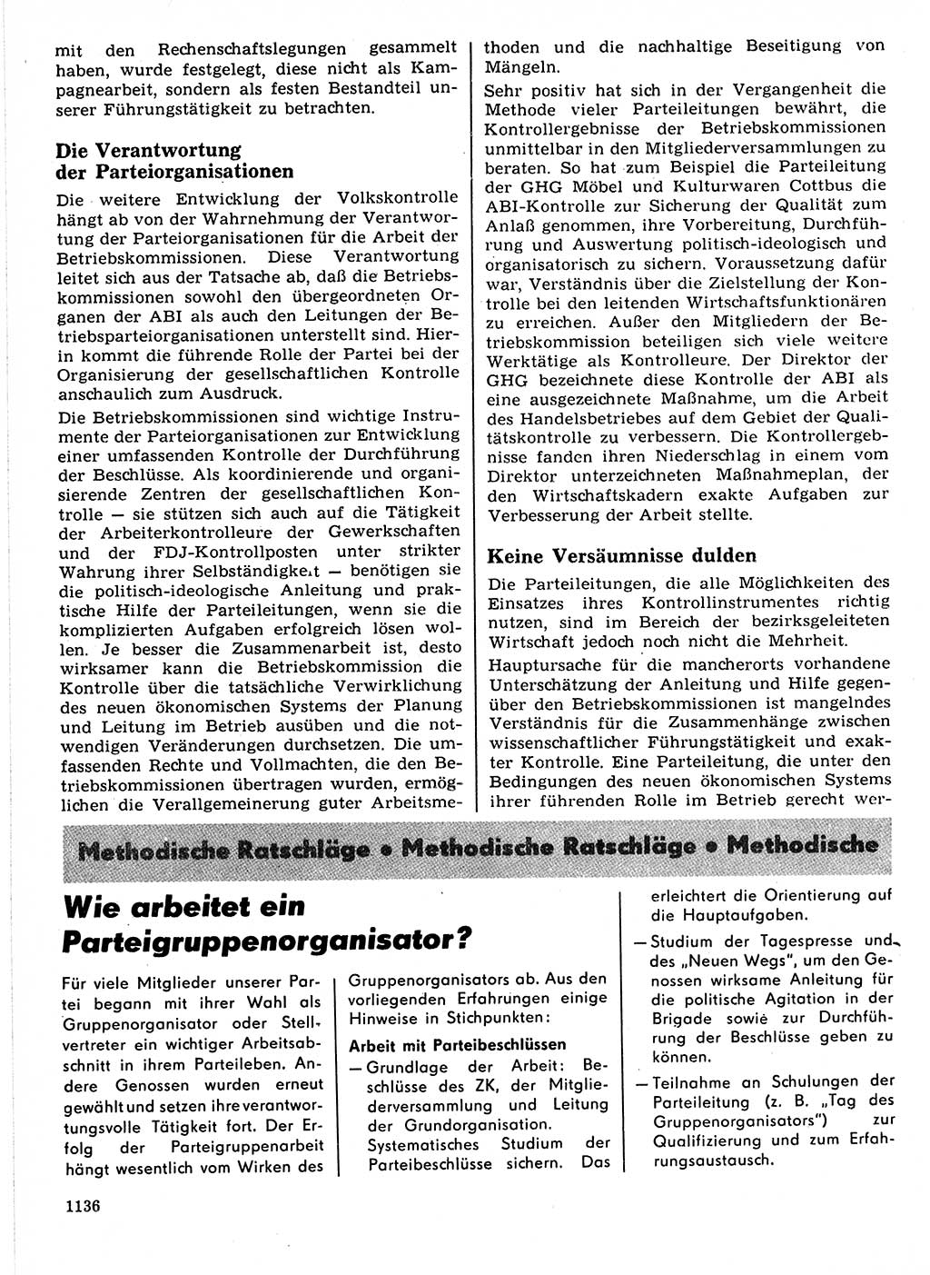 Neuer Weg (NW), Organ des Zentralkomitees (ZK) der SED (Sozialistische Einheitspartei Deutschlands) für Fragen des Parteilebens, 21. Jahrgang [Deutsche Demokratische Republik (DDR)] 1966, Seite 1136 (NW ZK SED DDR 1966, S. 1136)