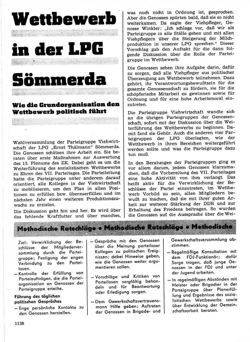 Neuer Weg (NW), Organ des Zentralkomitees (ZK) der SED (Sozialistische Einheitspartei Deutschlands) für Fragen des Parteilebens, 21. Jahrgang [Deutsche Demokratische Republik (DDR)] 1966, Seite 1138 (NW ZK SED DDR 1966, S. 1138)