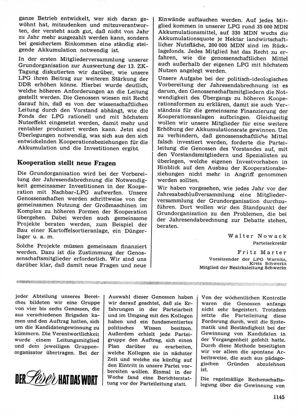 Neuer Weg (NW), Organ des Zentralkomitees (ZK) der SED (Sozialistische Einheitspartei Deutschlands) für Fragen des Parteilebens, 21. Jahrgang [Deutsche Demokratische Republik (DDR)] 1966, Seite 1145 (NW ZK SED DDR 1966, S. 1145)