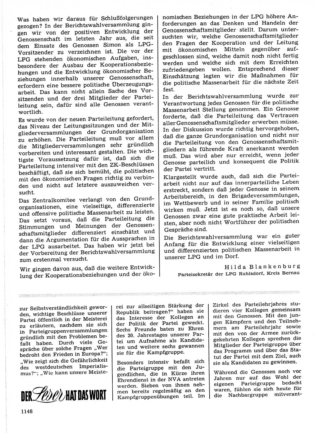 Neuer Weg (NW), Organ des Zentralkomitees (ZK) der SED (Sozialistische Einheitspartei Deutschlands) für Fragen des Parteilebens, 21. Jahrgang [Deutsche Demokratische Republik (DDR)] 1966, Seite 1148 (NW ZK SED DDR 1966, S. 1148)