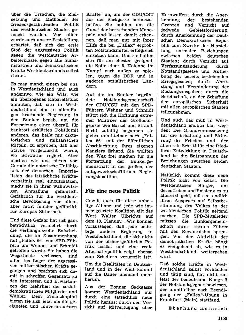 Neuer Weg (NW), Organ des Zentralkomitees (ZK) der SED (Sozialistische Einheitspartei Deutschlands) für Fragen des Parteilebens, 21. Jahrgang [Deutsche Demokratische Republik (DDR)] 1966, Seite 1159 (NW ZK SED DDR 1966, S. 1159)