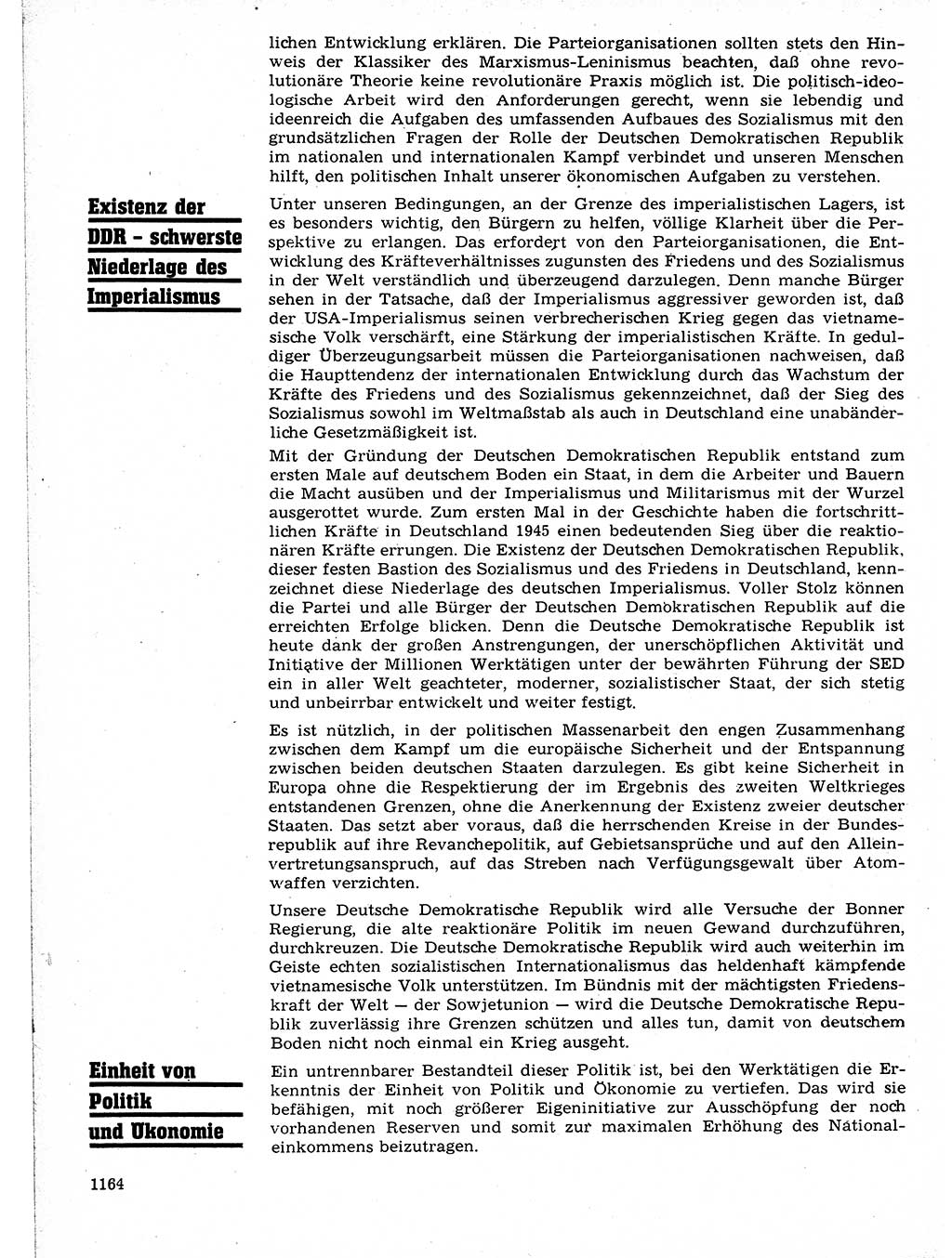 Neuer Weg (NW), Organ des Zentralkomitees (ZK) der SED (Sozialistische Einheitspartei Deutschlands) fÃ¼r Fragen des Parteilebens, 21. Jahrgang [Deutsche Demokratische Republik (DDR)] 1966, Seite 1164 (NW ZK SED DDR 1966, S. 1164)