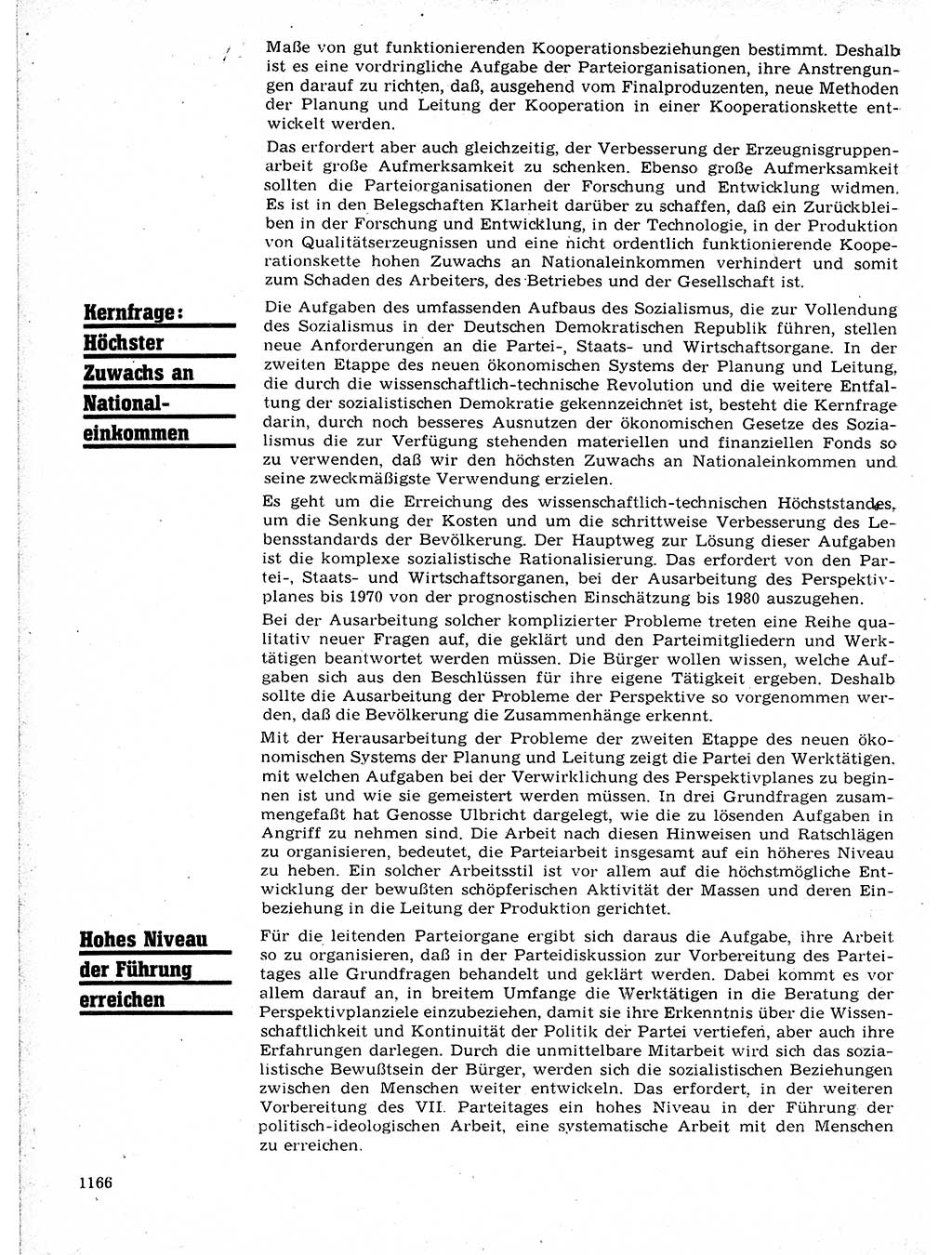 Neuer Weg (NW), Organ des Zentralkomitees (ZK) der SED (Sozialistische Einheitspartei Deutschlands) für Fragen des Parteilebens, 21. Jahrgang [Deutsche Demokratische Republik (DDR)] 1966, Seite 1166 (NW ZK SED DDR 1966, S. 1166)