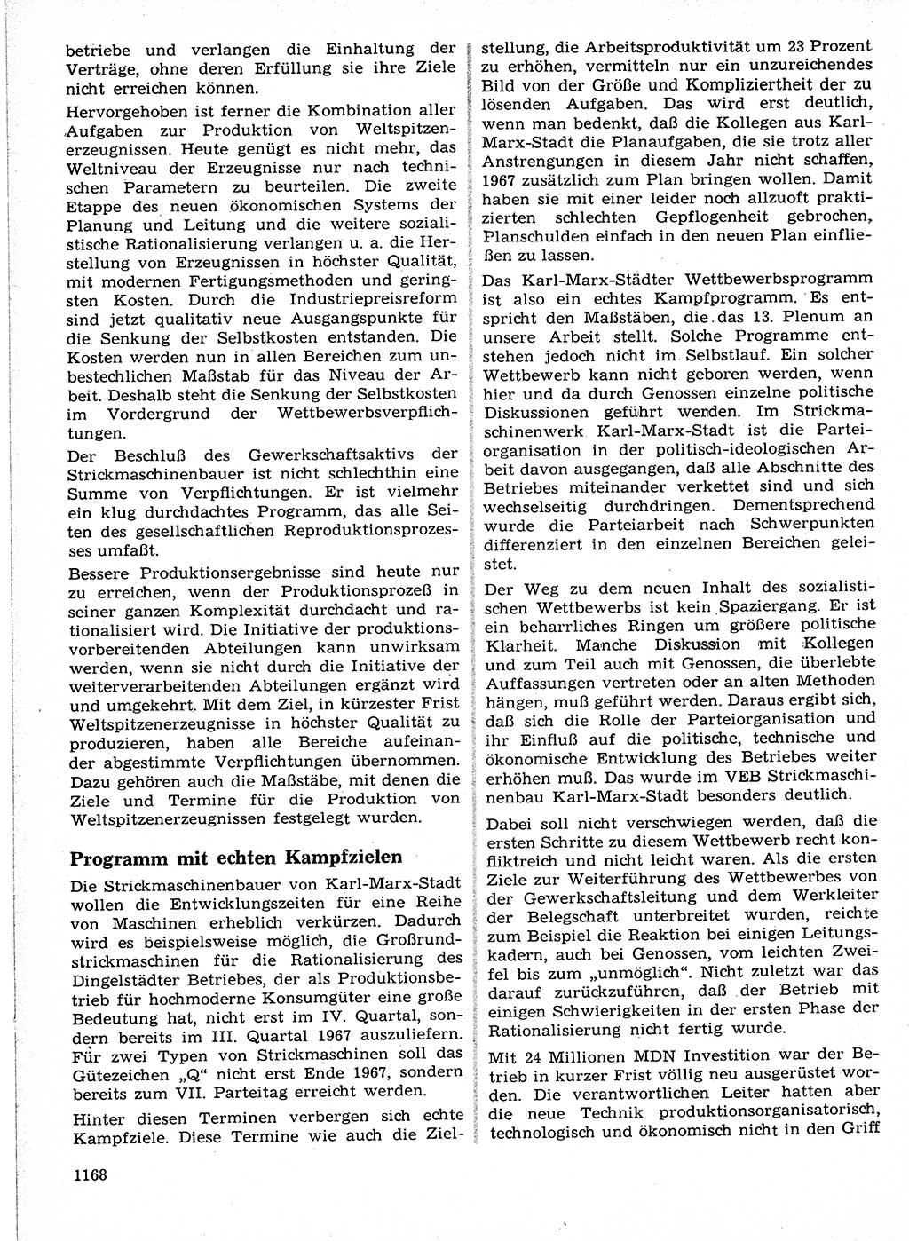 Neuer Weg (NW), Organ des Zentralkomitees (ZK) der SED (Sozialistische Einheitspartei Deutschlands) für Fragen des Parteilebens, 21. Jahrgang [Deutsche Demokratische Republik (DDR)] 1966, Seite 1168 (NW ZK SED DDR 1966, S. 1168)