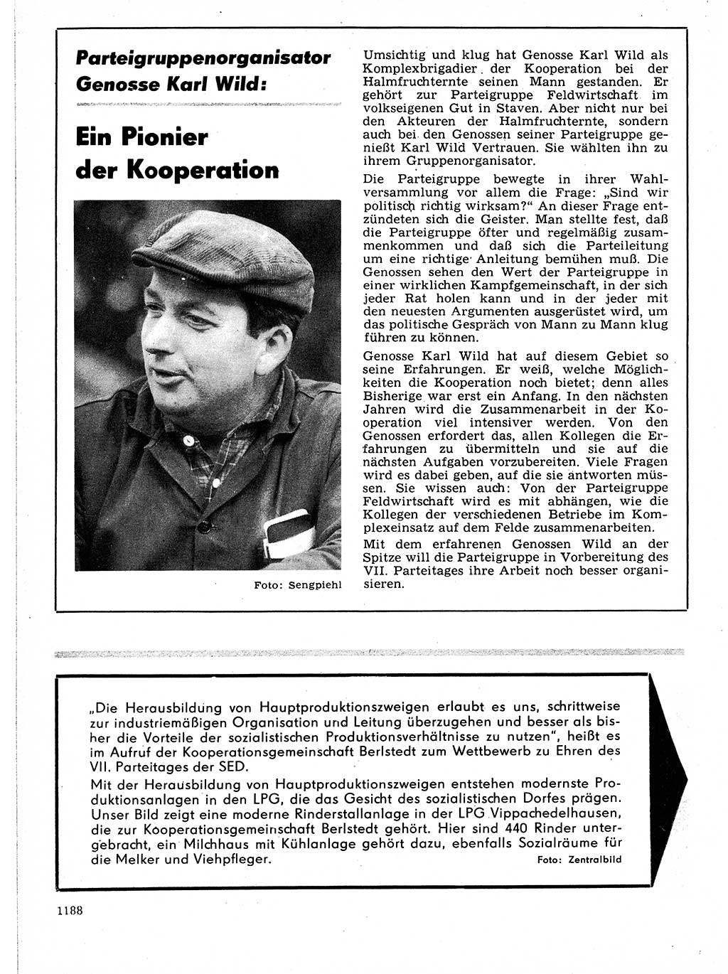 Neuer Weg (NW), Organ des Zentralkomitees (ZK) der SED (Sozialistische Einheitspartei Deutschlands) für Fragen des Parteilebens, 21. Jahrgang [Deutsche Demokratische Republik (DDR)] 1966, Seite 1188 (NW ZK SED DDR 1966, S. 1188)