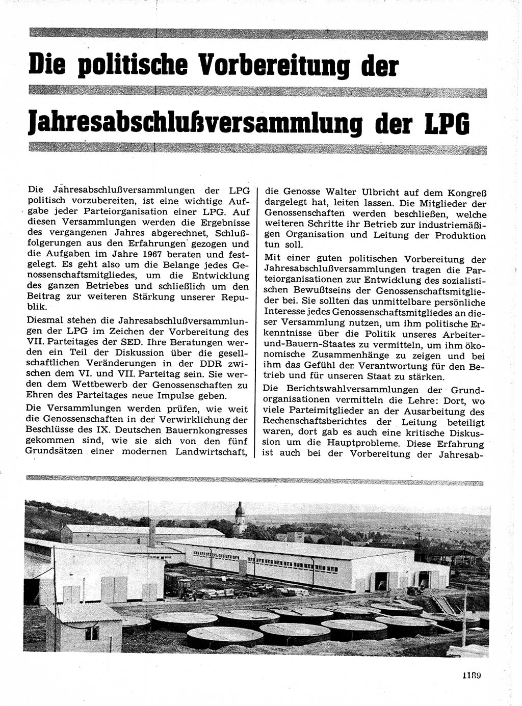 Neuer Weg (NW), Organ des Zentralkomitees (ZK) der SED (Sozialistische Einheitspartei Deutschlands) für Fragen des Parteilebens, 21. Jahrgang [Deutsche Demokratische Republik (DDR)] 1966, Seite 1189 (NW ZK SED DDR 1966, S. 1189)