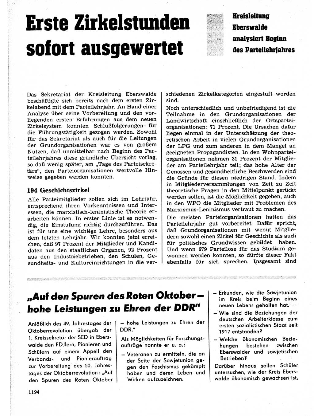 Neuer Weg (NW), Organ des Zentralkomitees (ZK) der SED (Sozialistische Einheitspartei Deutschlands) für Fragen des Parteilebens, 21. Jahrgang [Deutsche Demokratische Republik (DDR)] 1966, Seite 1194 (NW ZK SED DDR 1966, S. 1194)