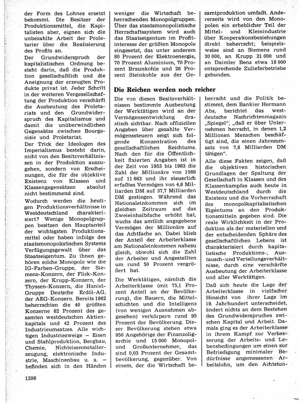 Neuer Weg (NW), Organ des Zentralkomitees (ZK) der SED (Sozialistische Einheitspartei Deutschlands) für Fragen des Parteilebens, 21. Jahrgang [Deutsche Demokratische Republik (DDR)] 1966, Seite 1206 (NW ZK SED DDR 1966, S. 1206)