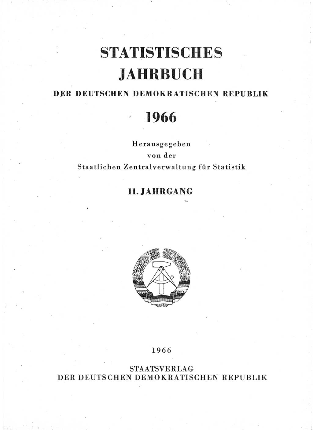 Statistisches Jahrbuch der Deutschen Demokratischen Republik (DDR) 1966, Seite 1 (Stat. Jb. DDR 1966, S. 1)