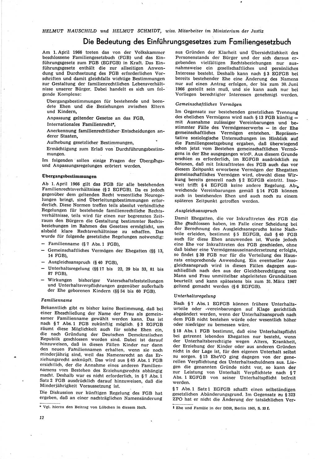 Neue Justiz (NJ), Zeitschrift für Recht und Rechtswissenschaft [Deutsche Demokratische Republik (DDR)], 20. Jahrgang 1966, Seite 12 (NJ DDR 1966, S. 12)
