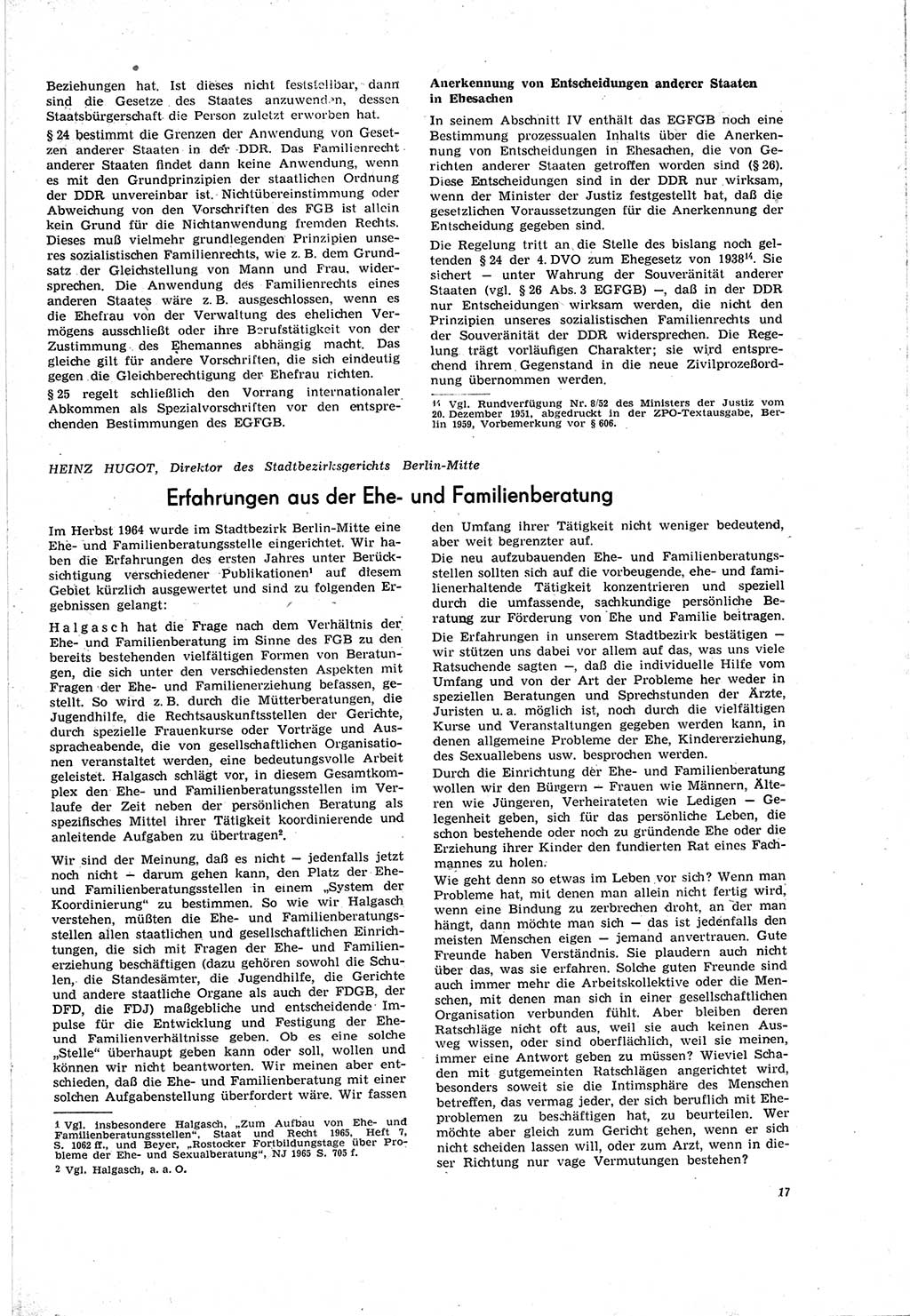 Neue Justiz (NJ), Zeitschrift für Recht und Rechtswissenschaft [Deutsche Demokratische Republik (DDR)], 20. Jahrgang 1966, Seite 17 (NJ DDR 1966, S. 17)