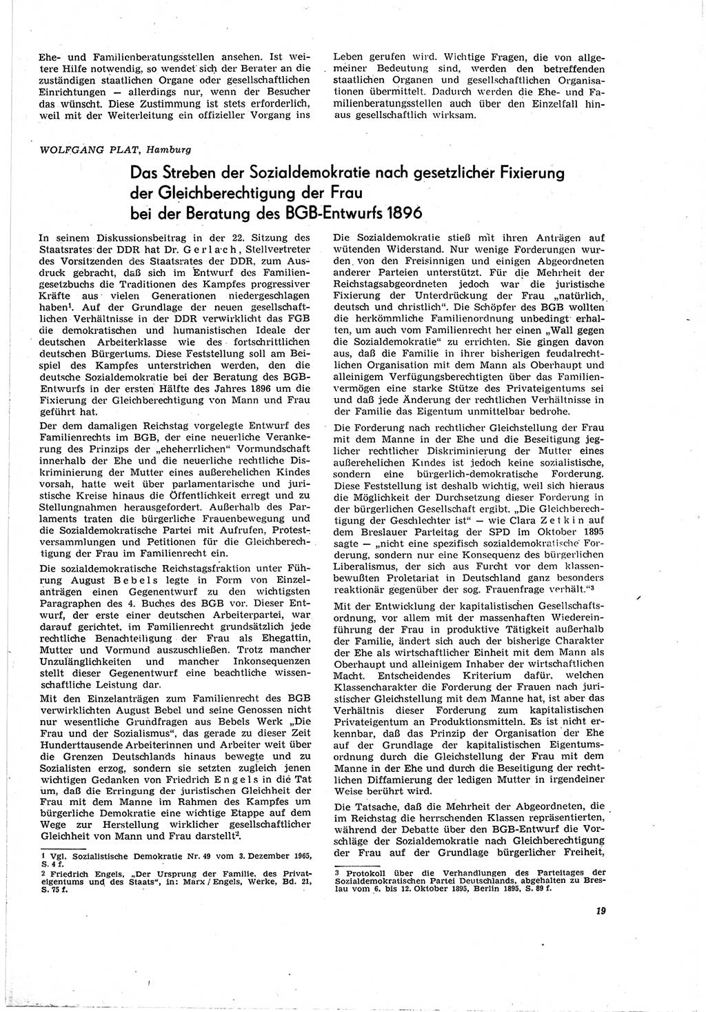 Neue Justiz (NJ), Zeitschrift für Recht und Rechtswissenschaft [Deutsche Demokratische Republik (DDR)], 20. Jahrgang 1966, Seite 19 (NJ DDR 1966, S. 19)
